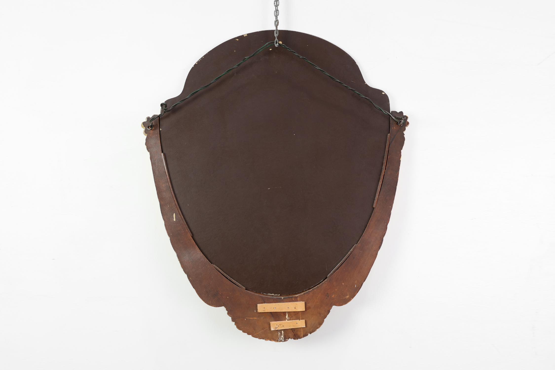 Oval Art Deco carved Gilt Wooden Mirror, France ca. 1920thumbnail